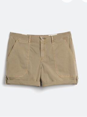 Roll-Cuff Khaki Cargo Shorts Safari Style